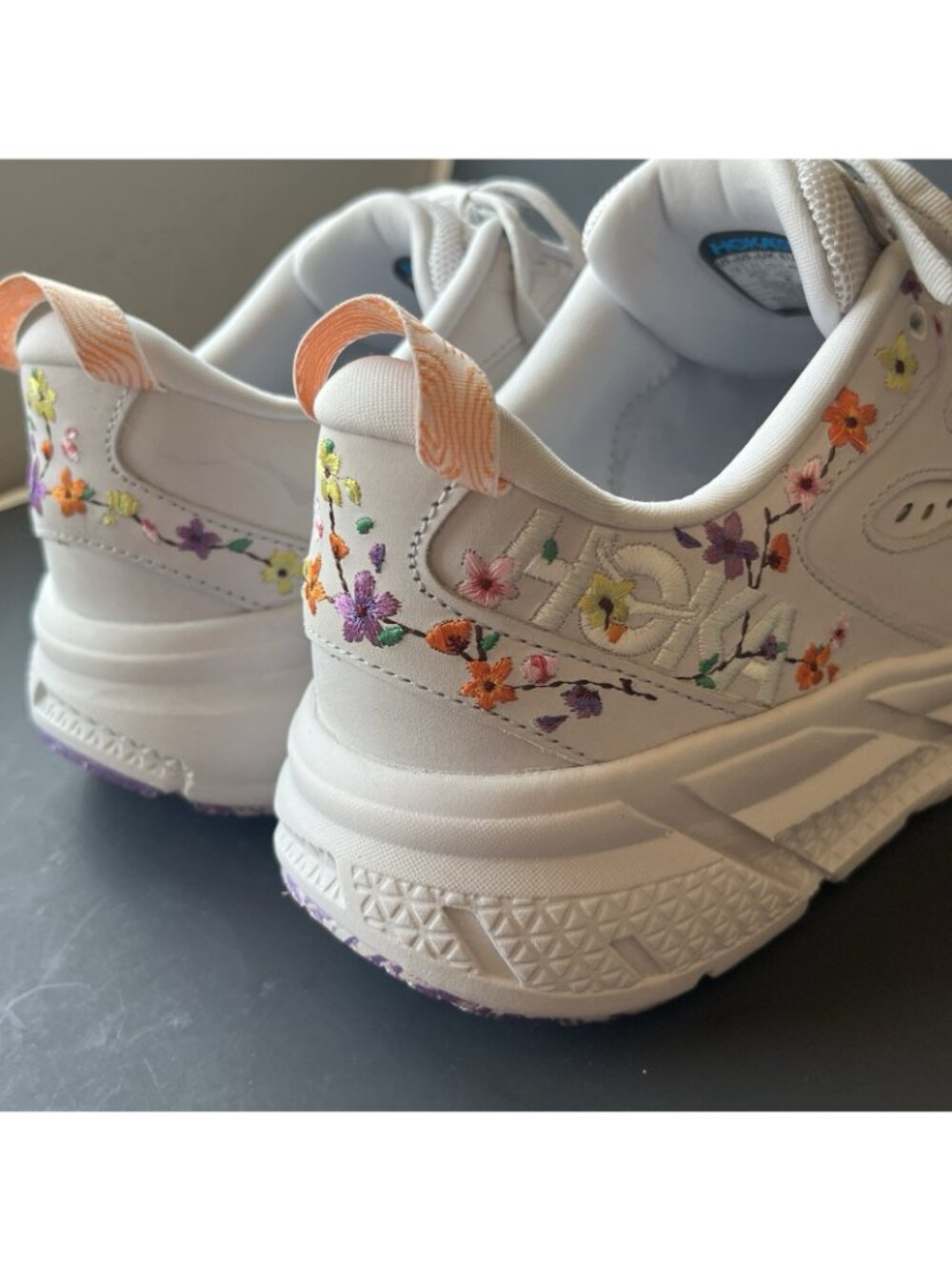 Hoka One One U Clifton L BP Womens Sneakers Size 12 Floral Embroidery White - Picture 14 of 16